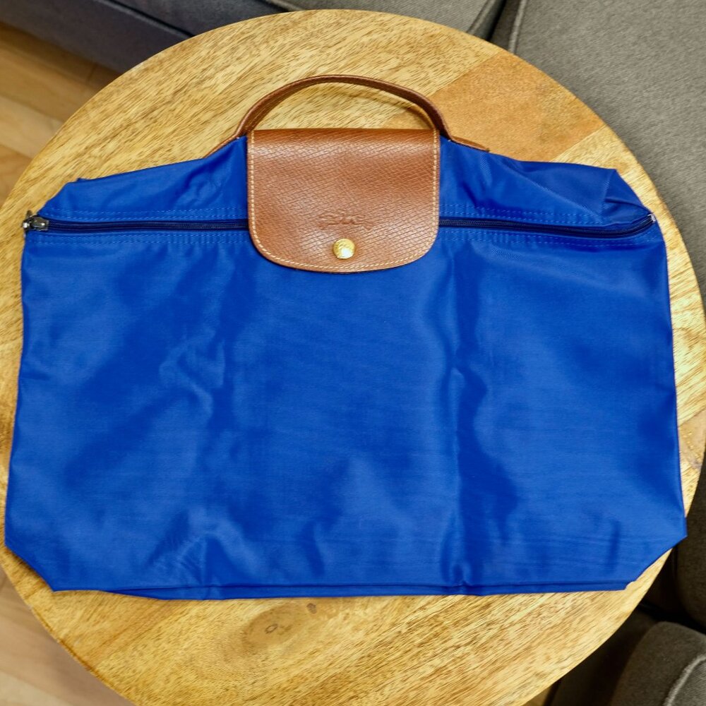 LONGCHAMP Pliage Document Holder Briefcase Royal Blue EUC